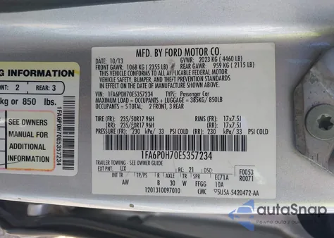 2014 Ford Fusion Se из США, поврежденный, VIN 1FA6P0H70E5357234